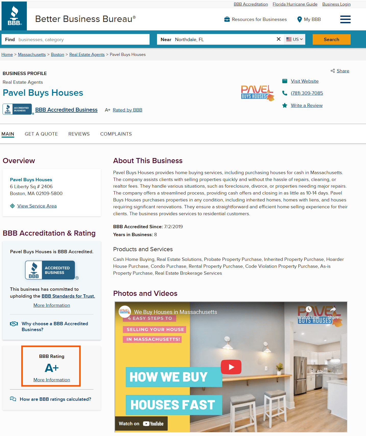 Pavel Buys Houses BBB Rating A+ BBB Rating